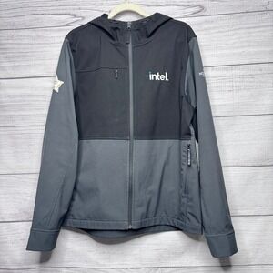 The North Face Intel Mens Full Zip Hooded Jacket Black Gray Logo Size L